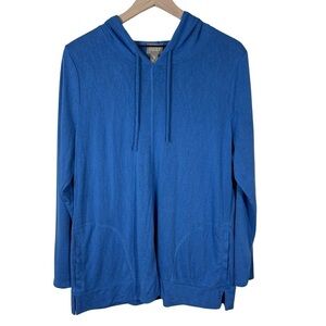 Chico's Lightweight Blue Knit Hoodie, Size L